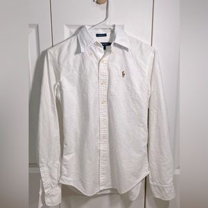 White Ralph Lauren Button Down Oxford Shirt